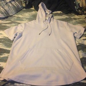White textured arm cut hoodie
